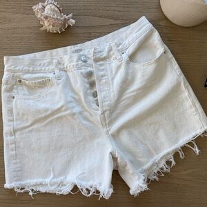 Z-Supply White High-Rise Button-Fly Denim Shorts